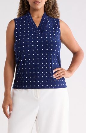 Anne Klein Triple Pleat Sleeveless Top in Distant Mountain/anne White at Nordstrom, Size 2X