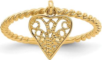 Diamond2Deal 14k Yellow Gold Dangle Heart Ring