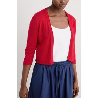 Seasalt Cornwall Vanessa Organic Cotton Open Front Crop Cardigan in Knit Melange Scarlet at Nordstrom, Size 4 Us