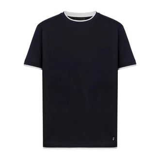 Dondup T-Shirts, male, Blue, Size: M Crewneck Regular T-shirt