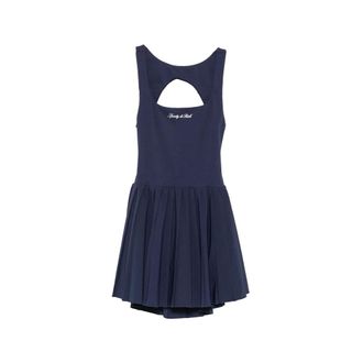 Sporty & Rich Square Neck Open Back Pleated Skirt - female - Sporty & Rich - Short Dresses - Blue - M - Dresses