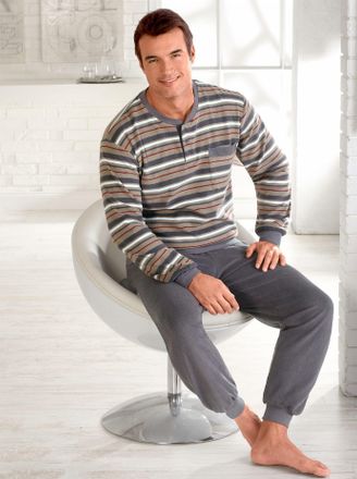 Comte Schlafanzug COMTE, Herren, Gr. 44/46, grau (taupe, grau), 80% Baumwolle, 20% Polyester, Homewear-Sets Schlafanzug