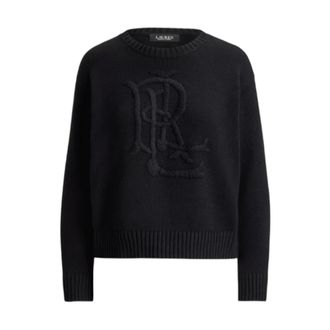 Ralph Lauren Jersey de cuello redondo con maxi logo - Knitwear - Mujer - Negro - M