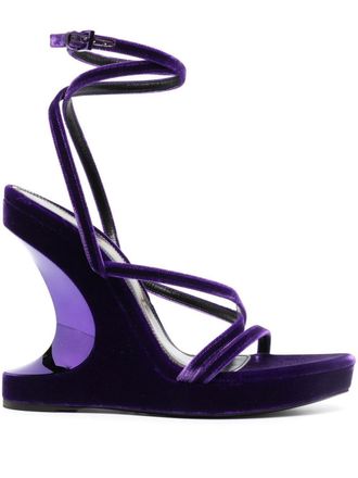 Tom Ford 130mm wedge velvet sandals - Purple