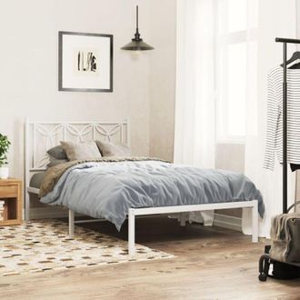 vidaXL Giroletto con Testiera Metallo Bianco 100x190 cm Vidaxl