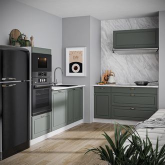 Vicco Cucina Fame-line, Verde-oro Rustico/bianco, 340 Cm, Pl Rovere, Vicco