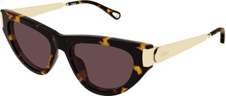 Chlo&eacute; Holly Zonnebril - unisex - Zonnebrillen - Bruin - 54 MM - Nylon - Accessoires