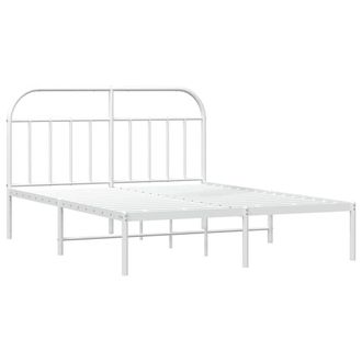 Berkfield Home Metal Bed Frame with Headboard White 183x213 cm