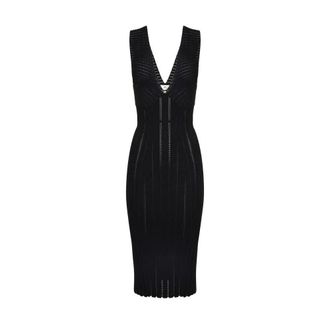 Elisabetta Franchi Knitted Dresses, female, Black, Size: XS Knit Openwork Dress