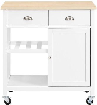 SoBuy Credenza con ruote con piano in legno 87x51x89cm FKW62-II-WN - Sobuy