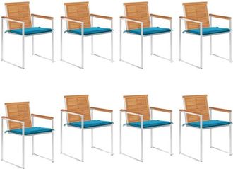 vidaXL Vidaxl - Sillas De Jard&iacute;n Y Cojines 8 Unidades Madera Maciza De Acacia