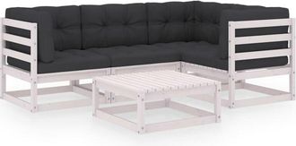 vidaXL Juego De Muebles De Jard&iacute;n 5 Pzas Y Cojines Madera Pino Maciza Vidaxl