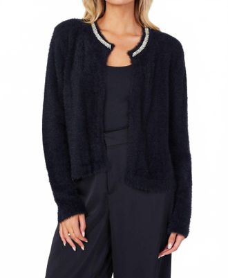 Bishop + Young Sofia Cardigan With Rhinestone Collar In Black