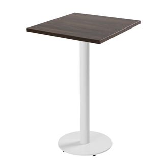 Oviala Table alta cuadrada 60 cm pie blanco y revestimiento de madera oscura