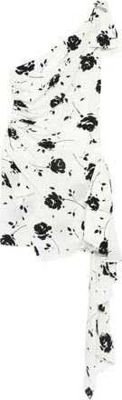 Alessandra Rich Abito monospalla a fiori - Bianco