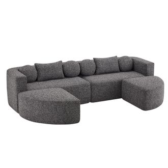 Urban Meuble Sof&aacute; modular con funci&oacute;n de cama, chenilla negra