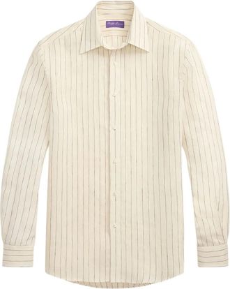 Ralph Lauren Purple Label Camicia gessata in lino - Toni neutri