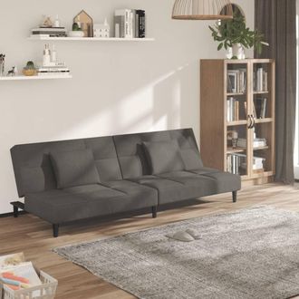 vidaXL Sof&aacute; Cama De 2 Plazas Con Dos Almohadas Terciopelo Gris Oscuro Vidaxl