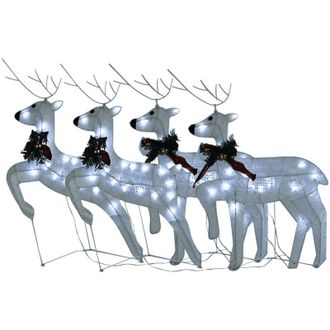 vidaXL Renos De Navidad 4 Unidades 80 Led Blanco Vidaxl