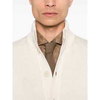 Zanone Virgin Wool High-Neck Cardigan - Beige