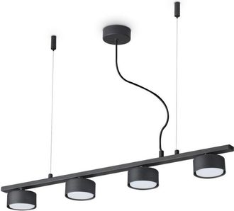 Ideal Lux Minor - Lámpara colgante lineal de techo de 4 luces para interior Negro - Ideal Lux