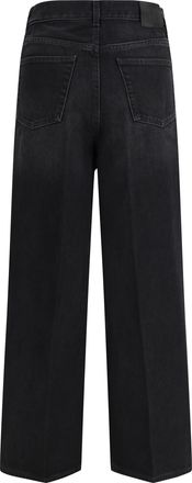 Toteme Womens Wide-Leg Jeans Faded Black Cotton