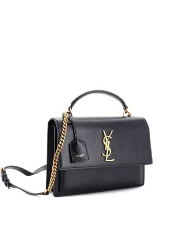 Saint Laurent Sunset Top Handle Leather Medium shoulder bag - Zwart