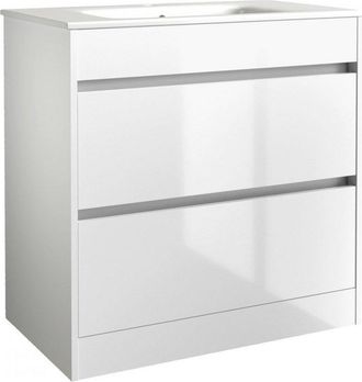 Clifton White Bathroom 2-Drawer Standing Unit with Basin 80cm Wide