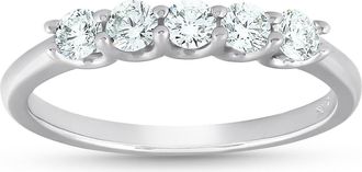 Pompeii3 1/2 Ct Five Stone U Prong EX3 Lab Grown Diamond Wedding Ring 14k White Gold