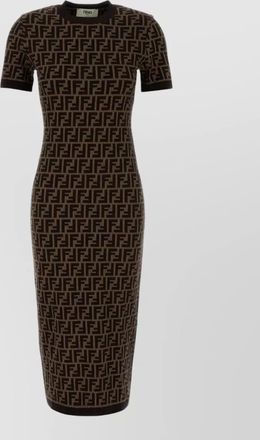 Fendi stretch cotton blend dress all over pattern