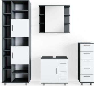 Vicco Conjunto De Muebles De Ba&ntilde;o Ilias, Antracita, 4 Piezas