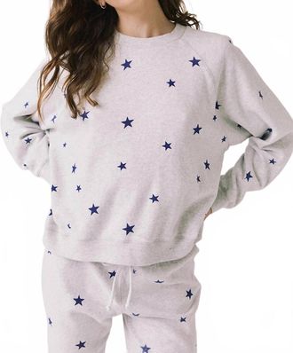Chaser Festive Stars Pullover Long Sleeve Top In Light Heather Grey