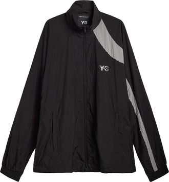 Yohji Yamamoto Casual Black Jacket with Light Grey Diagonal Stripe