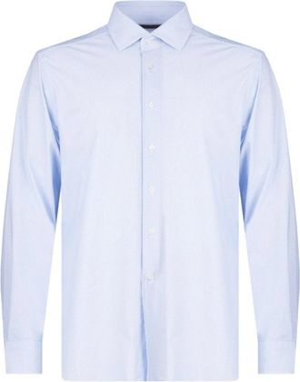 Corneliani Bi-elastisch Stoffen Overhemd - Heren - Zakelijke Overhemden - Blauw - S - Leer - Overhemden