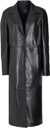 8 by YOOX LEATHER SINGLE-BREASTED MAXI COAT