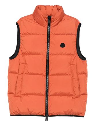 Moncler quilted zip-front vest - men - Goose Down/Polyester/Polyester/Goose Feather - 1 - Orange