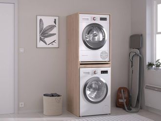 Vente-Unique Washing Machine & Tumble Dryer Unit - Light Natural - W64 X H184 Cm in Light Oak