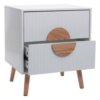 Hhg [nunca Usado] Mesilla De Noche Hhg-683, C&oacute;moda Mesilla De Noche, Caj&oacute;n Dise&ntilde;o 3d Madera Melamina, 55x48x41cm, Blanco