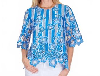 Jade Yoga Livia Bellflower Lace Top In Blue