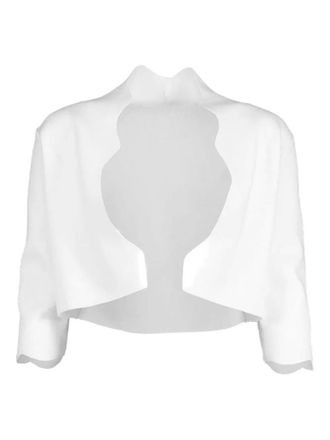 Lela Rose scallop-hem knit bolero - women - Polyester - 10 - White