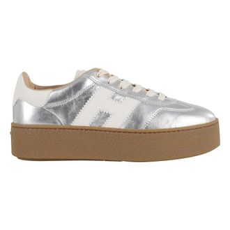 Hogan Zilver Yoghurt Sneakers Ronde Neus Vetersluiting - Dames - Sneakers - Grijs - 41 1/2 EU - Katoen - Schoenen