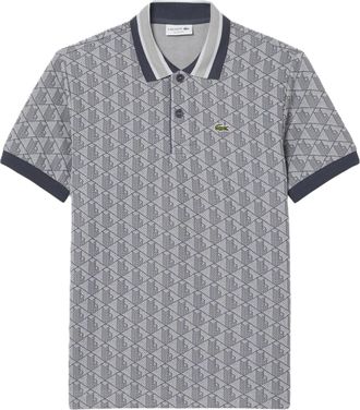 Lacoste Gray Monogram Jacquard Polo Shirt