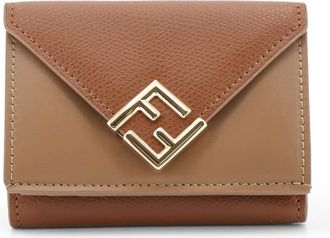 Fendi Accessoires, Dames, Bruin, ONE Size, Leer, FF Diamanten Micro Trifold