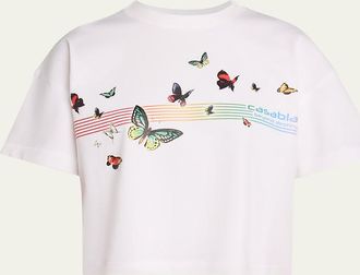 Casablanca Butterfly Boxy Crop T-Shirt