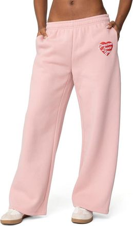 Edikted Someone Love You Sweatpants in Pink at Nordstrom, Size X-Large