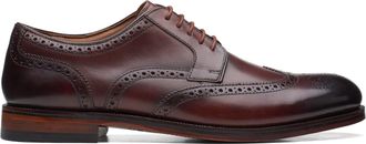 Clarks Craftdean Wing Leather Shoes in Dark Tan Standard Fit Size 10.5