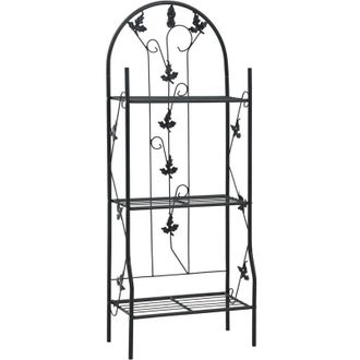 vidaXL 3-Layer Plant Rack Black 52x28x128 cm Iron vidaXL