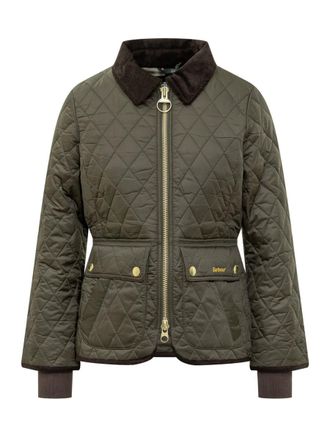 Barbour Barbour Green Quilted Jacket With Velvet Collar