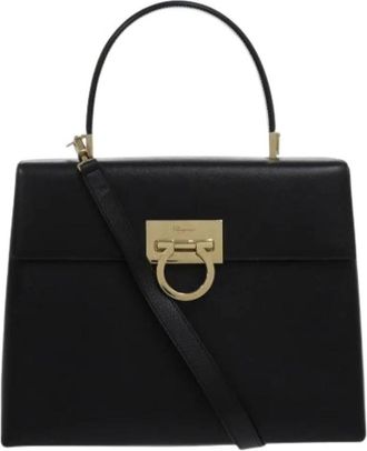 Ferragamo Pre-owned Handbags, female, Black, Size: ONE SIZE Pre-owned Leather Handbag