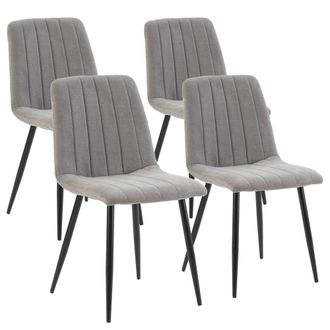 HOMN Pack 4 sillas tapizadas en tela color gris
